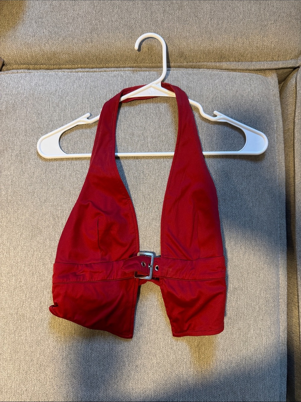 Red Halter One-Piece with Front Buckle